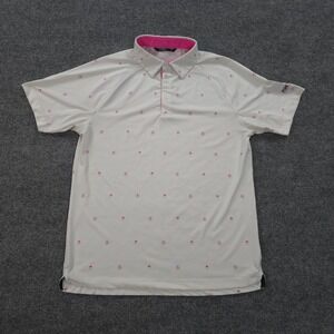 UNRL Polo Shirt Mens‎ M White Barstool Sports Pink Whitney Performance Golfing